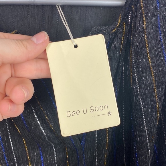 Anthropologie See U Soon Black Sparkle Multicoloured Blouse - Size XS - Picture 7 of 16